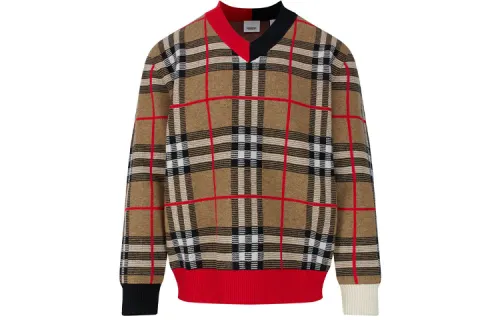 Burberry Sweaters Men's Brown V Neck Thickened Other