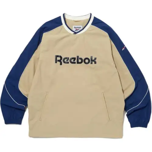 Reebok Sweatshirts Unisex Beige V Neck Moderate Regular