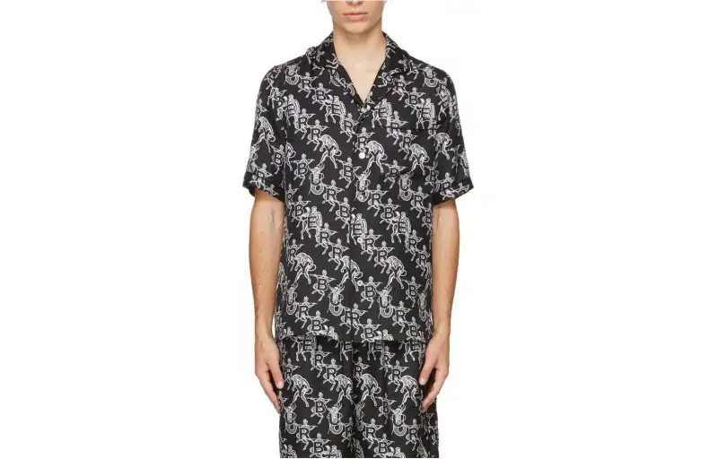 Burberry Shirts Men's Black Lapel Moderate Shirt