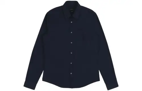GUCCI Shirts Men's Marine Blue Square Collar Moderate Shirt