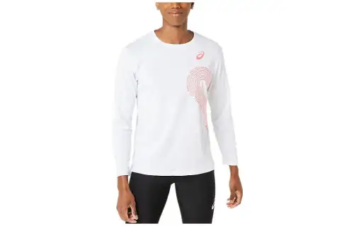 ASICS Shirts Men's White Crew Neck Moderate Other