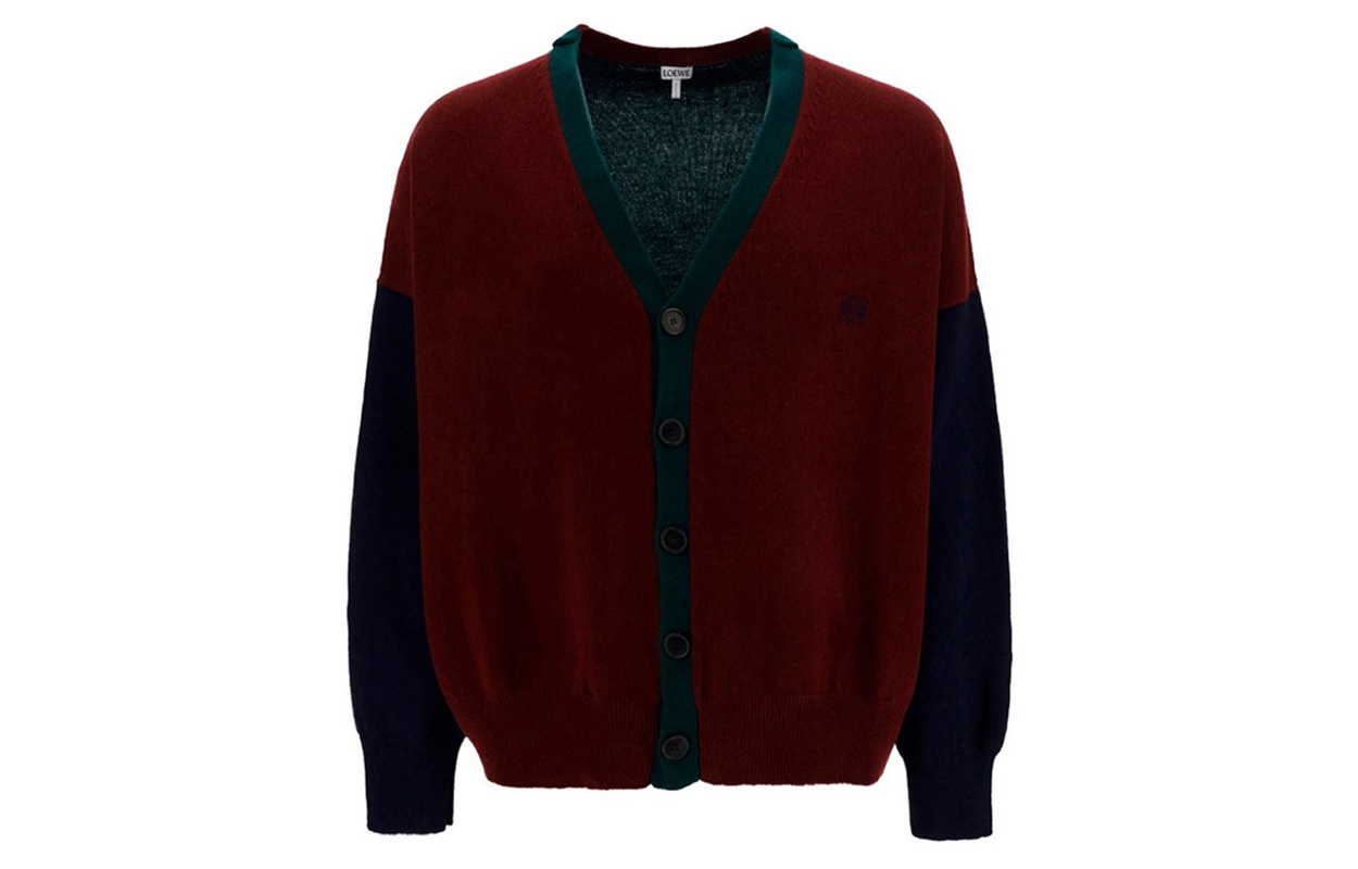 LOEWE Sweaters Men's Multicolor V Neck Moderate Cardigan