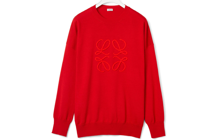 LOEWE Sweaters Men's Red Crew Neck Moderate Other