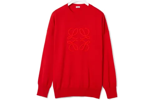 LOEWE Sweaters Men's Red Crew Neck Moderate Other
