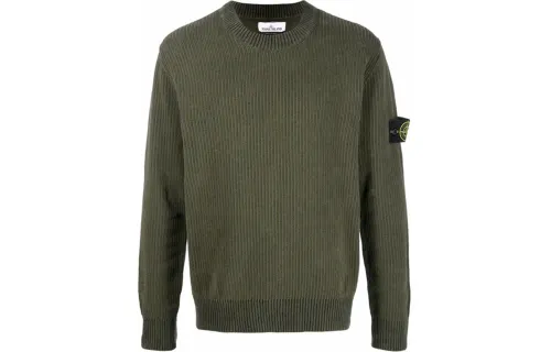 STONE ISLAND Sweaters Men's Army Green Crew Neck Moderate Other