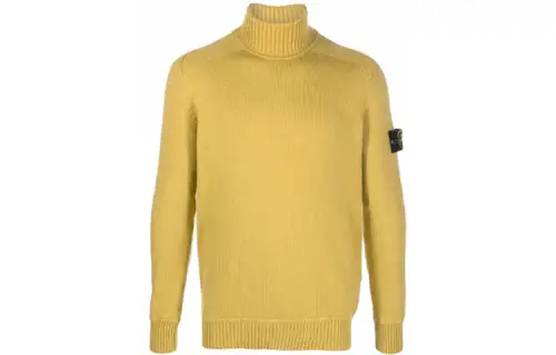STONE ISLAND Sweaters Men's Yellow Turtleneck Moderate Straight Fit
