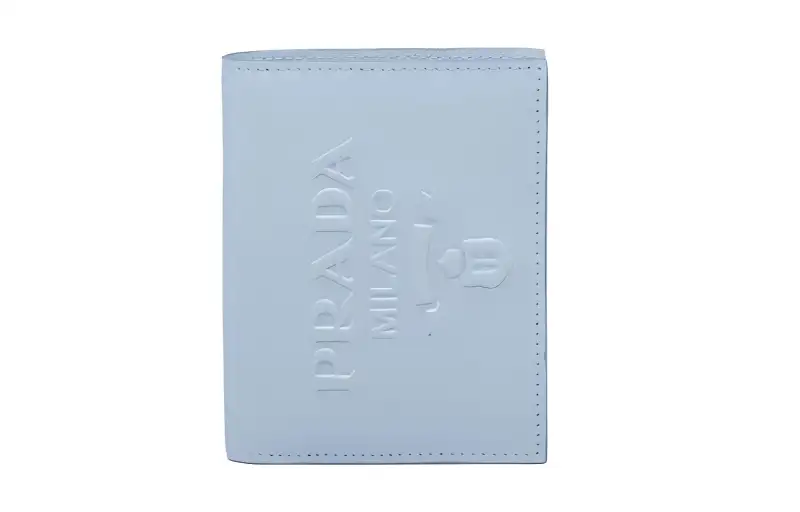 PRADA Saffiano Leather Wallet Small Women's Sky Blue