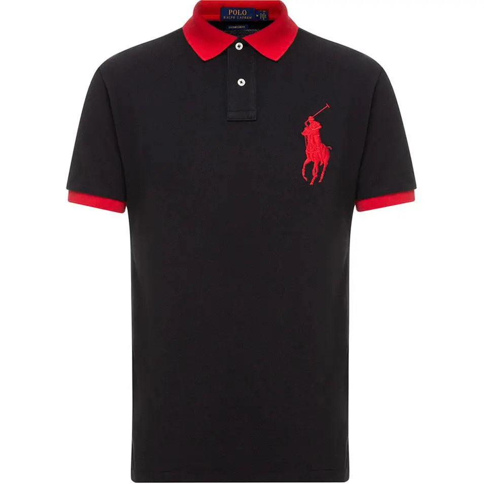 Polo Ralph Lauren Big Pony Polo Shirt Custom Slim Fit Men's Black