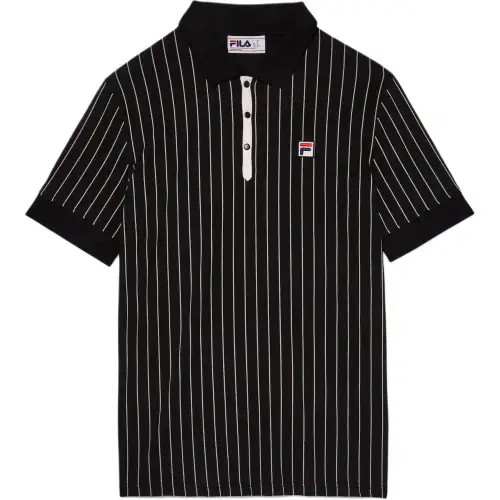 FILA Polo Shirts Men's Black Polo Collar Moderate Straight Fit