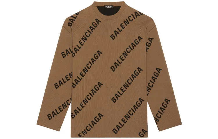 Balenciaga Logo Intarsia Oversized Crewneck Sweater
