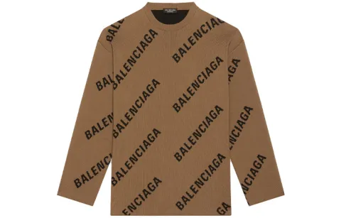 Balenciaga Logo Intarsia Oversized Crewneck Sweater