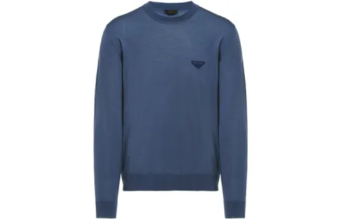 PRADA Sweaters Men's Sky Blue Crew Neck Moderate Other