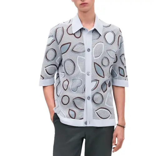 HERMES Shirts Men's Multicolor Lapel Moderate Other