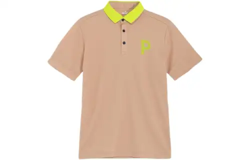 PUMA Golf Wear Polo Shirts Men's Khaki Polo Collar Moderate Other