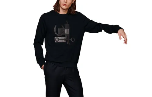 HERMES Sweatshirts Men's Black Crew Neck Moderate Other