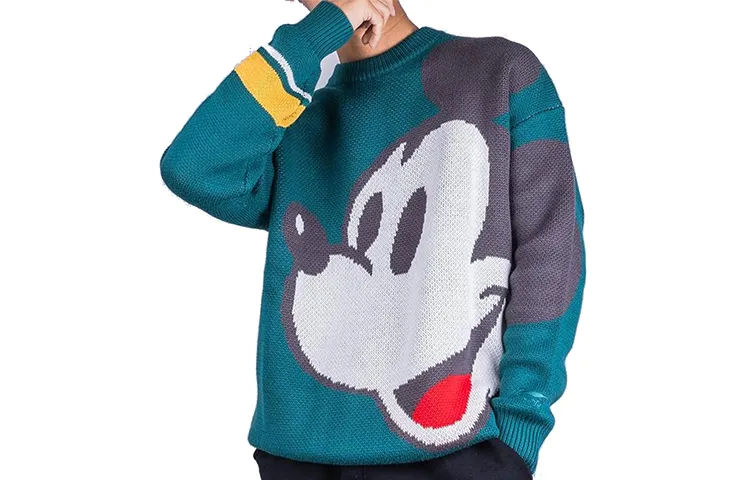 Li Ning X Disney Sweaters Men's Green Crew Neck Moderate Base Layer