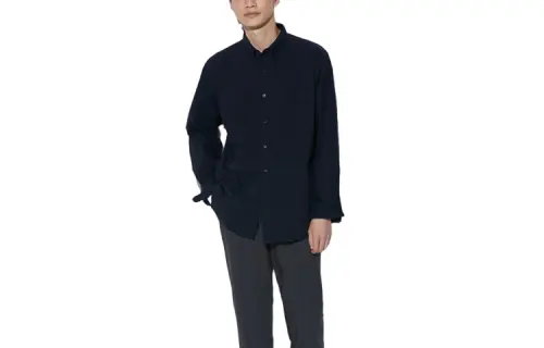 UNIQLO Shirts Unisex Navy Blue Pointed Collar Moderate Other