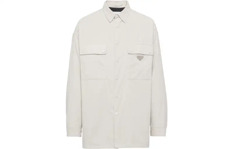 PRADA Shirts Men's Milk White Pointed Collar Moderate Other