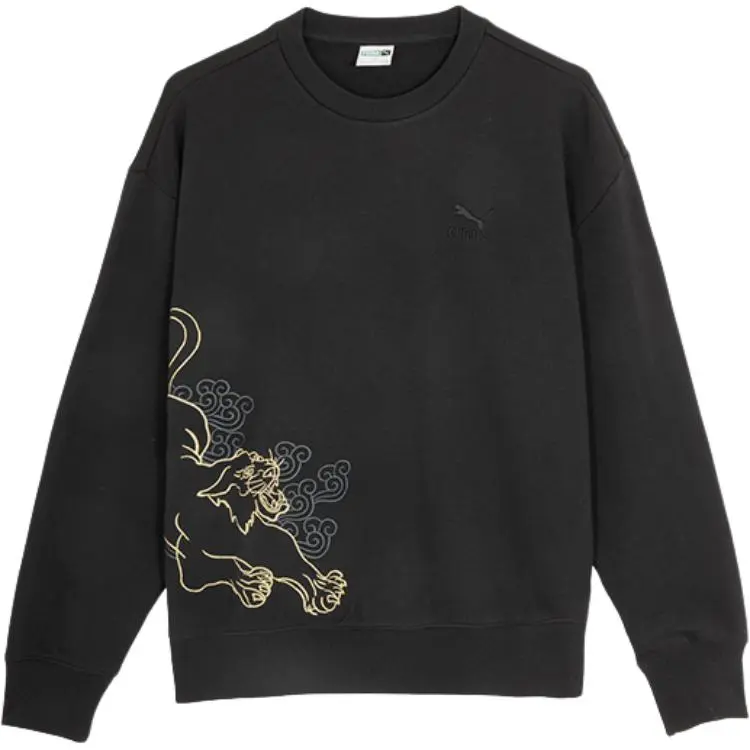 PUMA Sweatshirts Men's Black Crew Neck Moderate Straight Fit