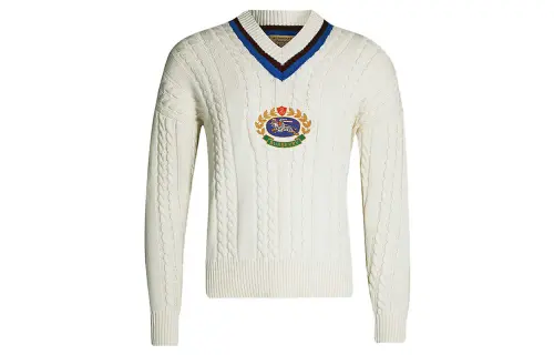 Burberry Sweaters Men's White V Neck Moderate