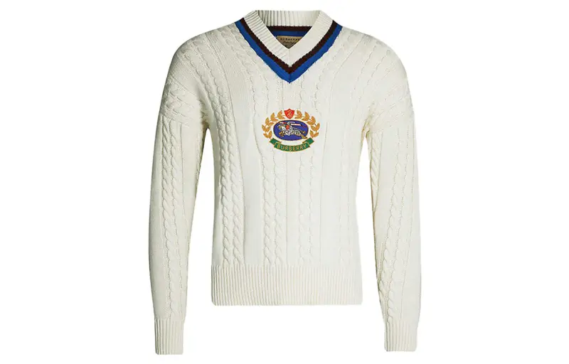 Burberry Sweaters Men's White V Neck Moderate