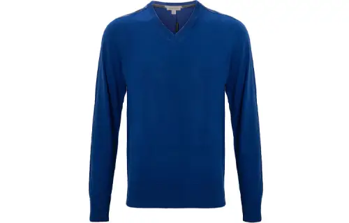 Burberry Cashmere Sweaters Men's Blue V Neck Moderate