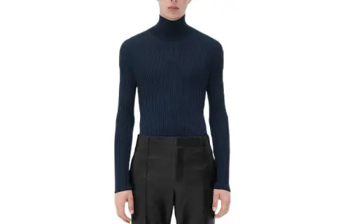 Bottega Veneta Cashmere Sweaters Men's Blue Turtleneck Moderate