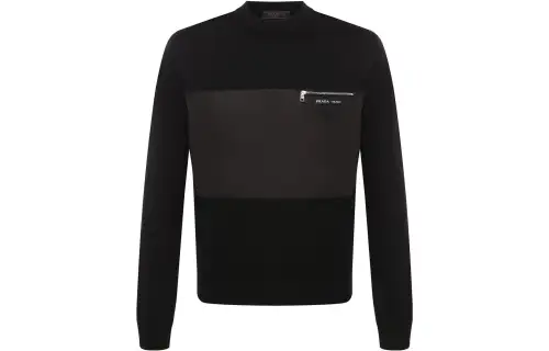 PRADA Sweaters Men's Black Crew Neck Moderate Other