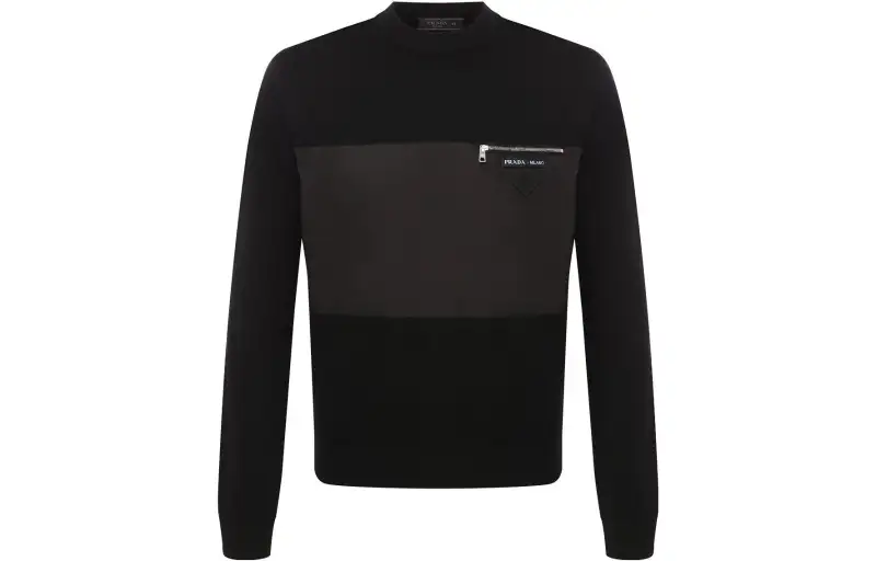 PRADA Sweaters Men's Black Crew Neck Moderate Other