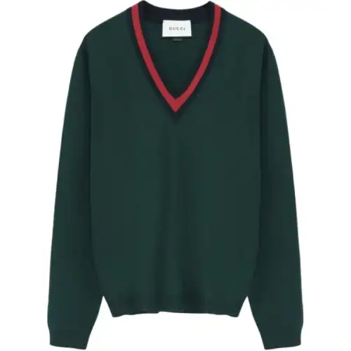 GUCCI Sweaters Men's Green V Neck Moderate Other