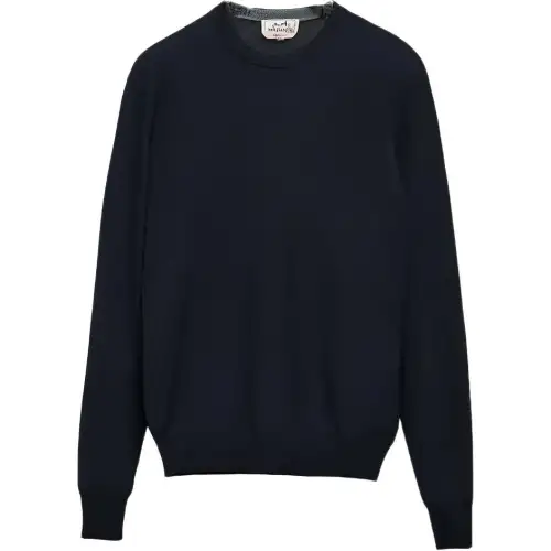 HERMES Sweaters Men's Marine Blue Crew Neck Moderate Other