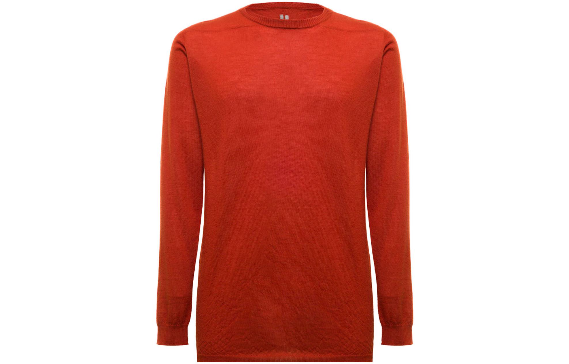 RICK OWENS Cashmere Sweaters Men's Orange Crew Neck Moderate