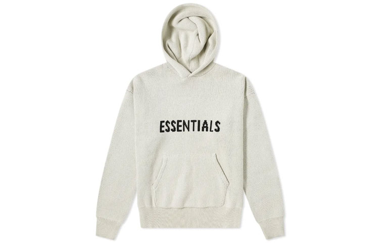 Мужской свитер Fear of God Essentials FW21 Knit Hoody Light Heather Oatmeal (овсяный)