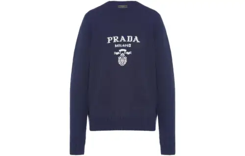 PRADA Sweaters Men's Marine Blue Crew Neck Moderate Other