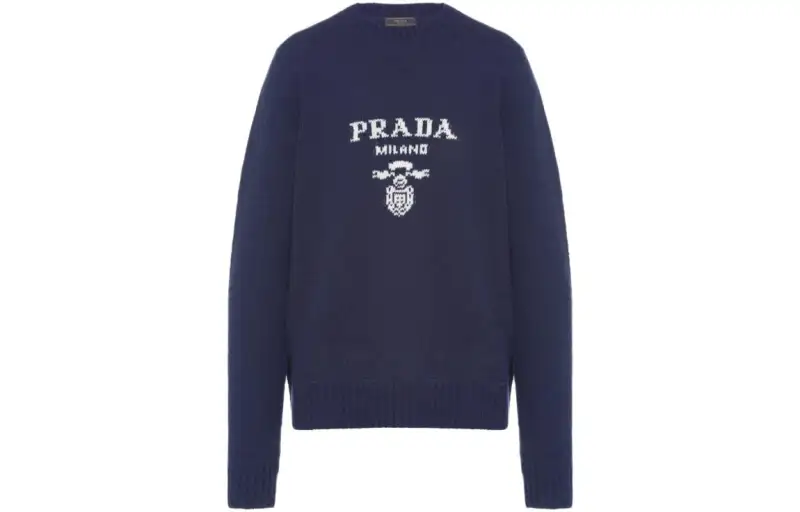 PRADA Sweaters Men's Marine Blue Crew Neck Moderate Other