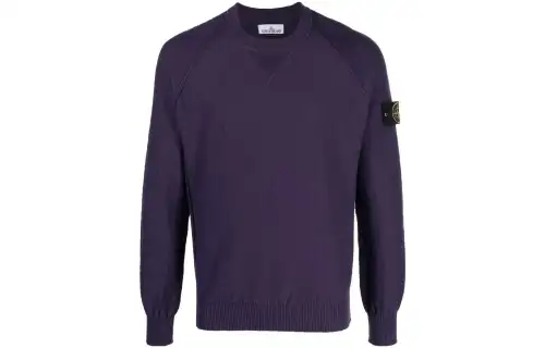 STONE ISLAND Sweaters Men's Dark Purple Crew Neck Moderate Other
