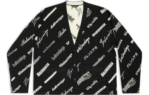Balenciaga Sweaters Men's Black V Neck Cardigan
