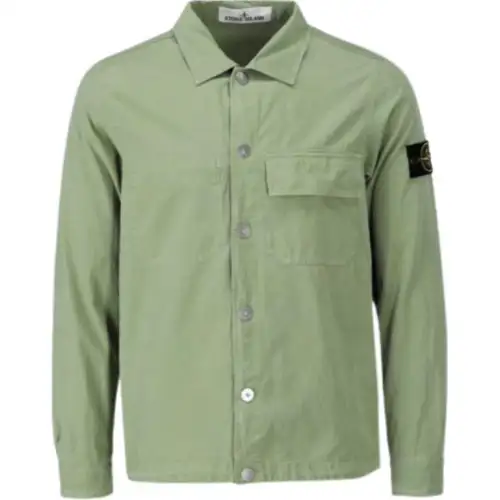 STONE ISLAND Shirts Men's Green Pointed Collar Moderate
