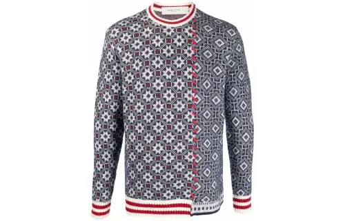 patterned-intarsia knit jumper