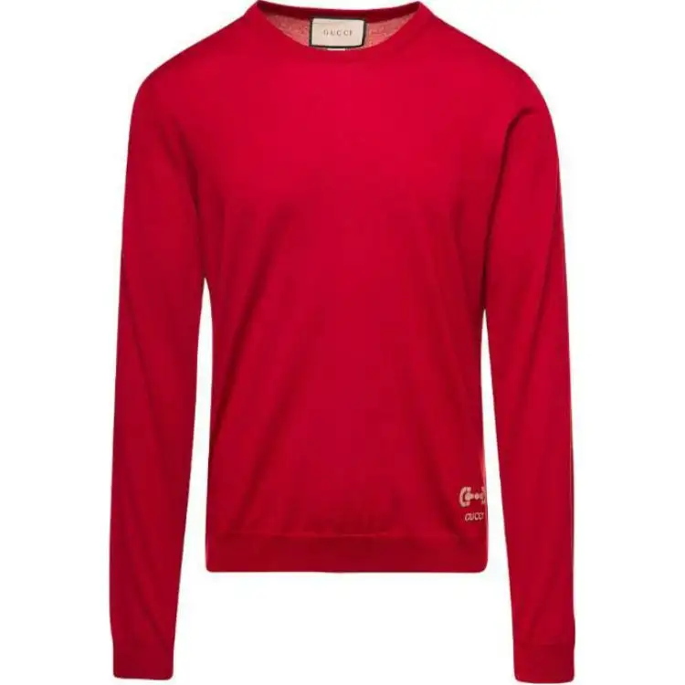 GUCCI Sweaters Men's Crimson Crew Neck Moderate Other