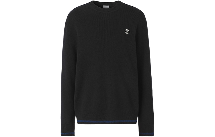 Burberry Burberry SS21 exclusive logo pattern cashmere cotton blend sweater for men black