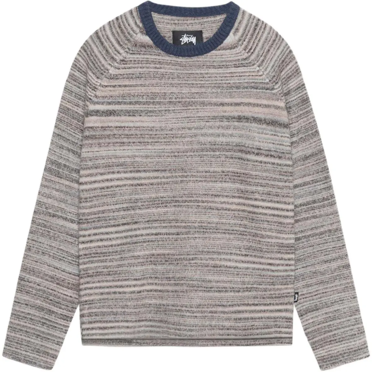 Stussy Textured Knit Contrast Collar Crew