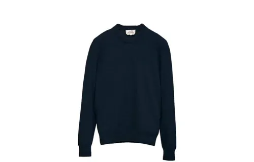 HERMES Cashmere Sweaters Men's Black Crew Neck Moderate