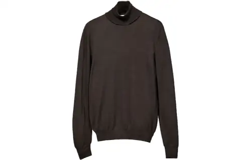 HERMES Cashmere Sweaters Men's Brown Turtleneck Moderate