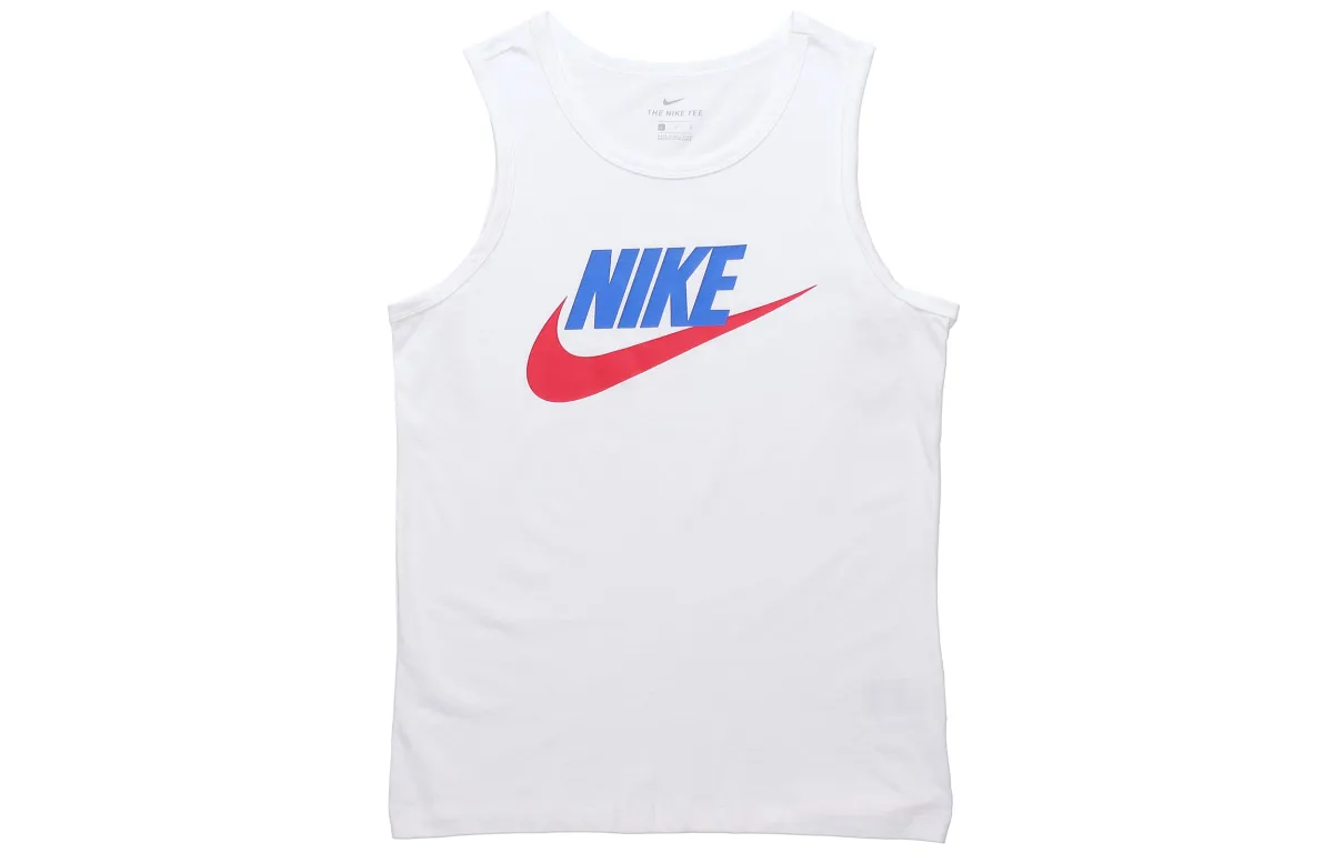 Nike Tank Tops Men's White Crew Neck Moderate Straight Fit