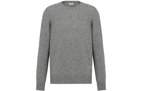 DIOR Quarterly New Products Cashmere Sweaters Men's Gray Crew Neck Moderate