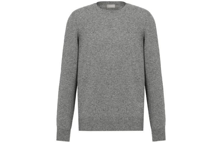 DIOR Quarterly New Products Cashmere Sweaters Men's Gray Crew Neck Moderate