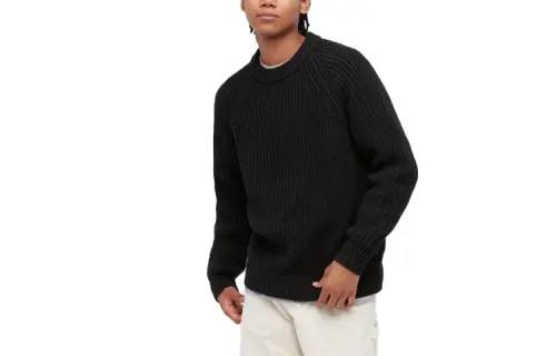 UNIQLO Sweaters Men's Black Crew Neck Moderate Base Layer