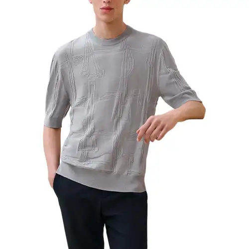 HERMES Sweaters Men's Gray Crew Neck Moderate Other