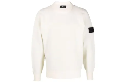 STONE ISLAND Sweaters Men's White Crew Neck Moderate Other
